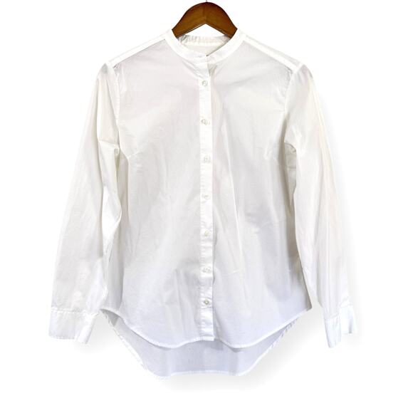 J. Peterman Tops - J. Peterman Shirt Womens 6 White Tailored Fit Band Collar Cotton Poplin STAIN